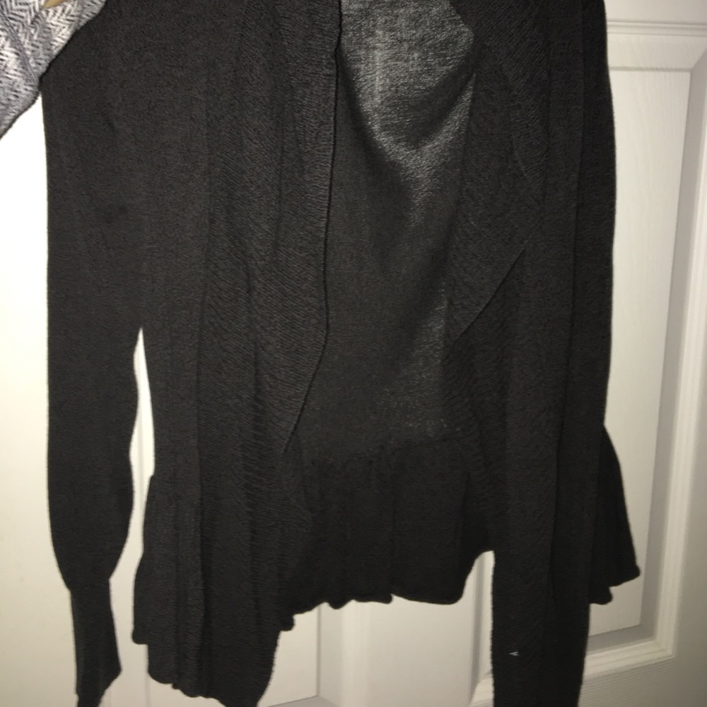 Charcoal ruffle bottom sweater